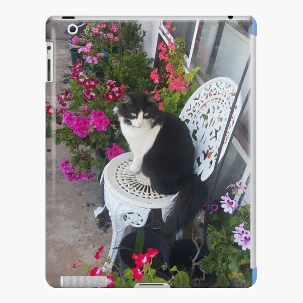 Tuxedo Cat Cute and Beautiful Flowers iPad Snap Case