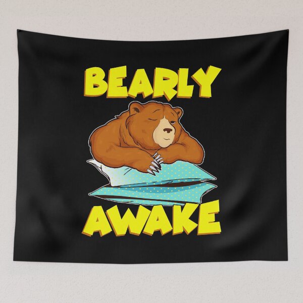 Item preview, Bearly Awake Sleeping Bear Funny Barely Awake Pun designed and sold by perfectpresents.