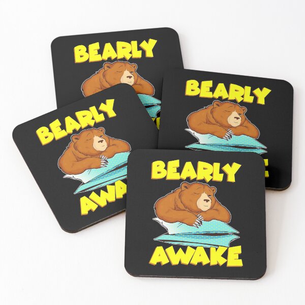 Item preview, Bearly Awake Sleeping Bear Funny Barely Awake Pun designed and sold by perfectpresents.