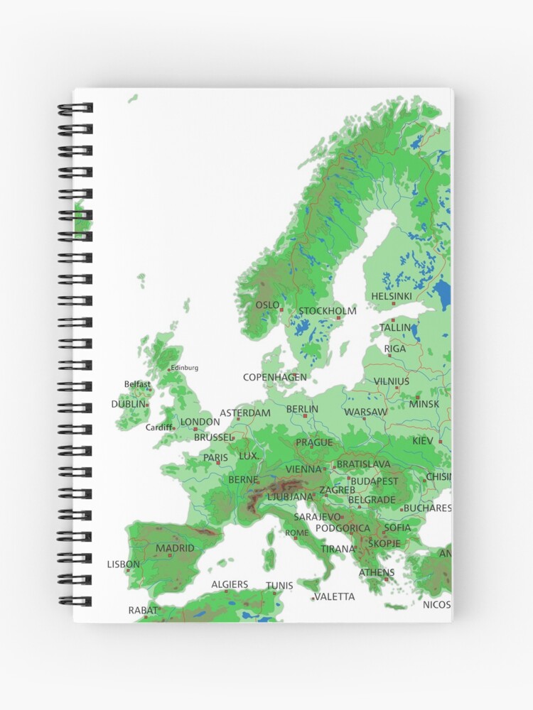 Map of Europe Notebook: Wide Ruled Notebook, 110 Pages, Full-Sized (8.5 x  11) Glossy Cover, Design on Front and Back