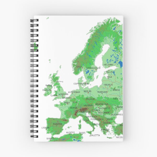 Item preview, EUROPE detailed physical map topographic map of EUROPE with Country Borders, Capitals and Major Lakes and Rivers, designed and sold by mashmosh.