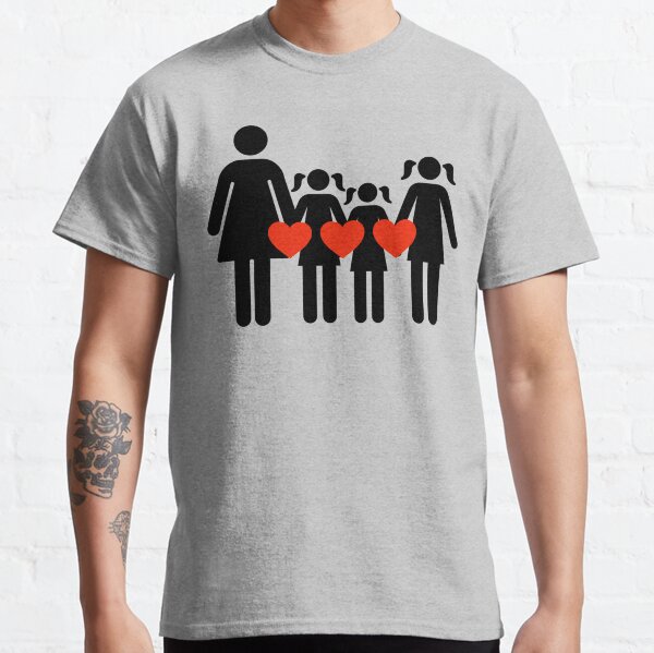 Mom and 3 daughters, hearts equal LOVE Classic T-Shirt