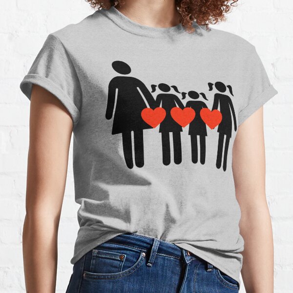 Mom and 3 daughters, hearts equal LOVE Classic T-Shirt