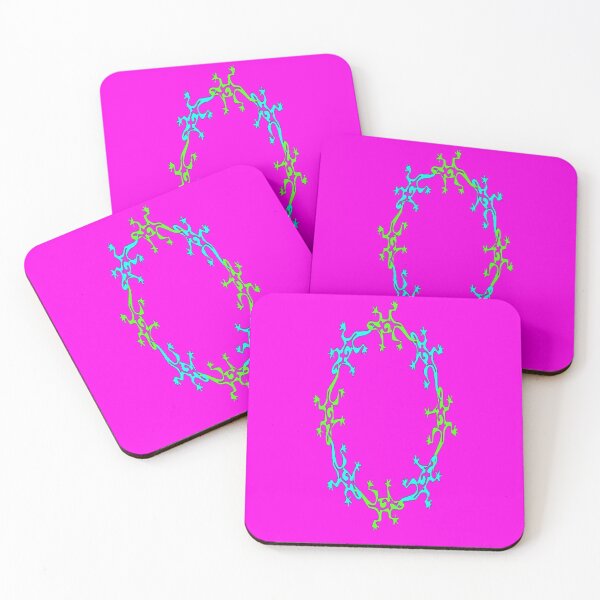 Item preview, Green and blue lizards on pink designed and sold by tetibright.