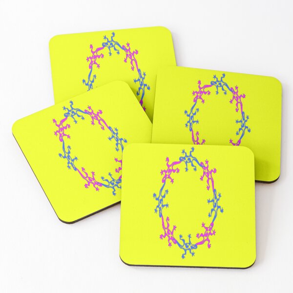 Item preview, Pink and blue lizards on yellow designed and sold by tetibright.