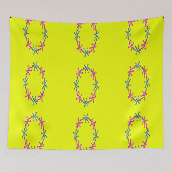 Item preview, Pink and blue lizards on yellow designed and sold by tetibright.
