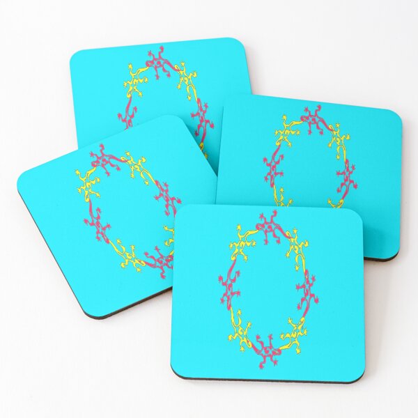 Item preview, Red and yellow lizards on bright blue designed and sold by tetibright.