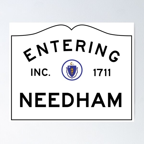 Item preview,  Entering Needham Massachusetts - Commonwealth of Massachusetts Road Sign  designed and sold by NewNomads.