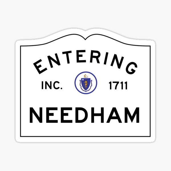 Entering Needham Massachusetts - Commonwealth of Massachusetts Road Sign Sticker