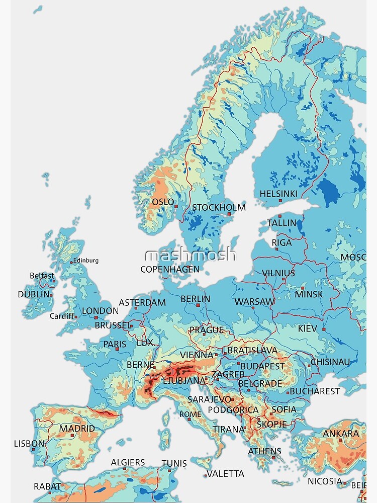 cuaderno de espiral mapa físico de europa mapa topográfico de europa