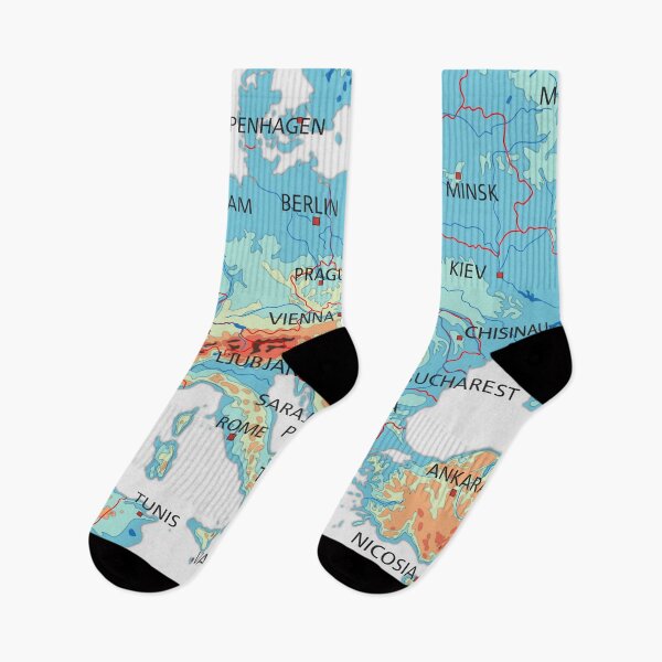 Item preview, EUROPE physical map topographic map of EUROPE with Country Borders, Capitals and Major Lakes and Rivers blue designed and sold by mashmosh.