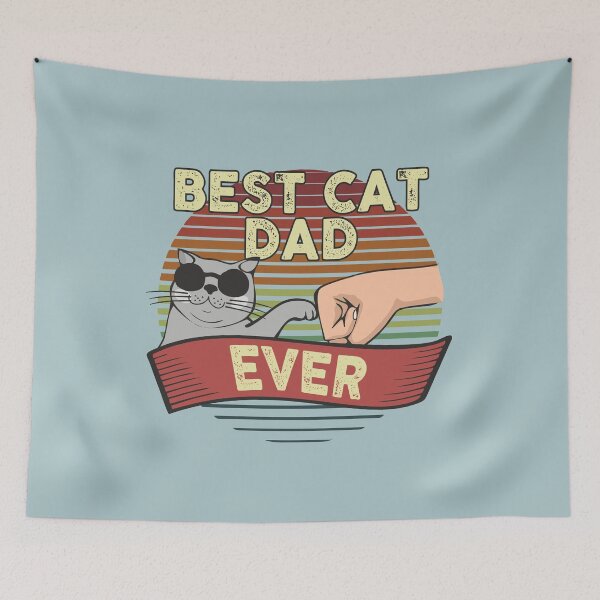 Item preview, Best Cat Dad Ever Vintage Style Funny Cat in Sunglasses Fist Bump Human Hand designed and sold by alenaz.