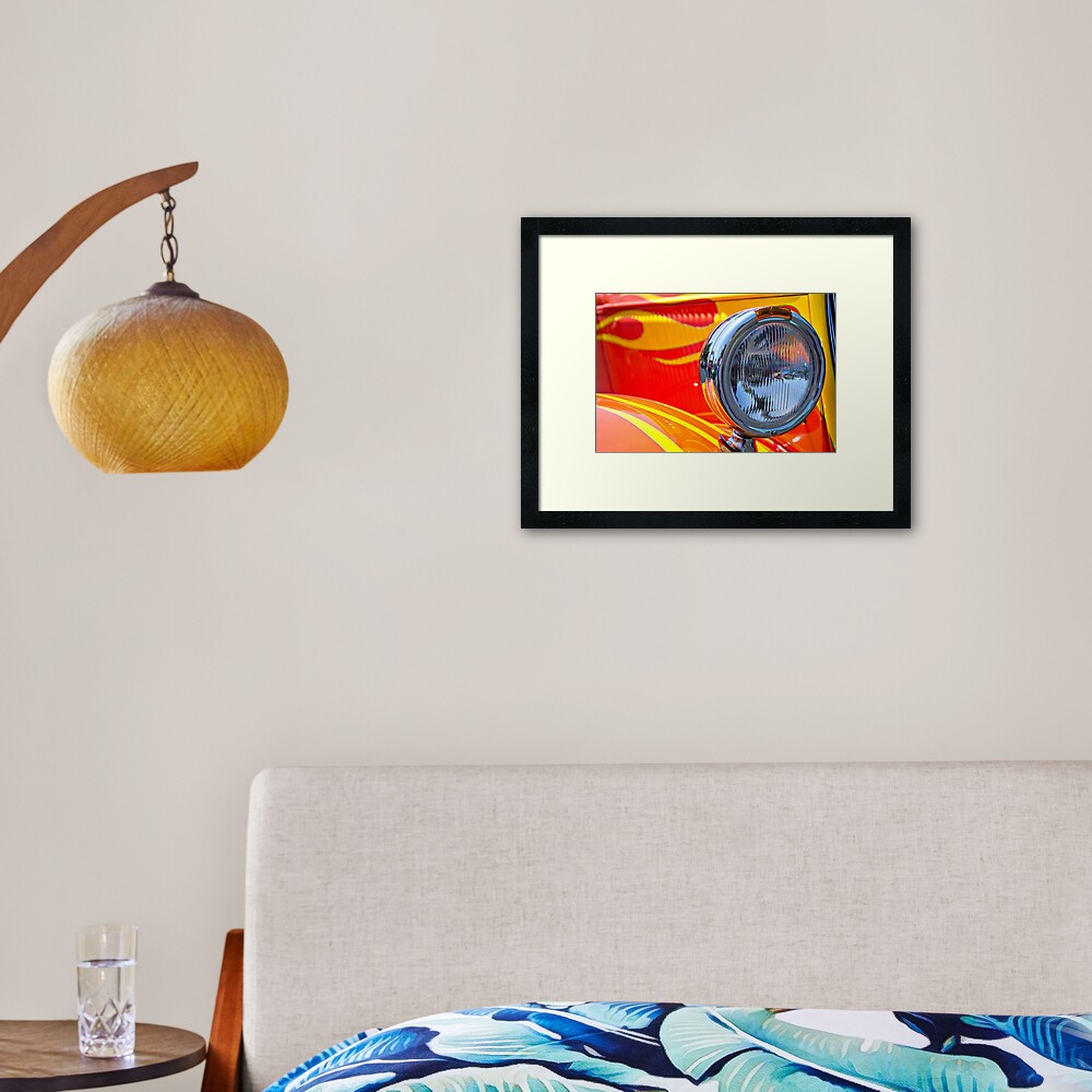 One Flaming Headlight Framed Art Print