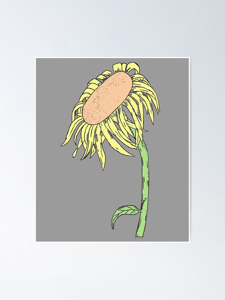 Wilting Sunflower - Original Line Drawing