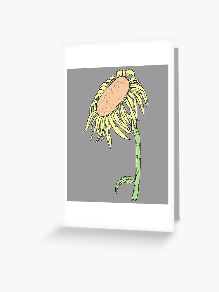 Wilting Sunflower - Original Line Drawing