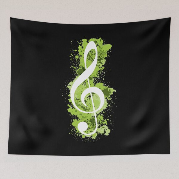 Item preview, White Treble Clef Paint Splatters - Lime Green designed and sold by phoxydesign.