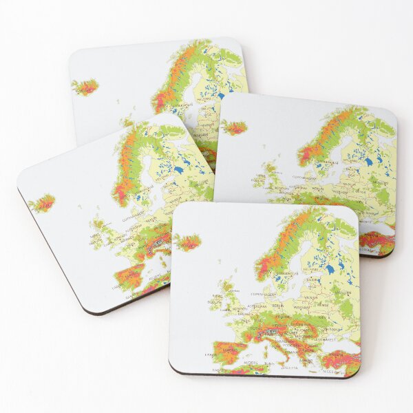 Item preview, detailed physical map of EUROPE  topographic map of EUROPE with Country Borders, Capitals and Major Lakes and Rivers designed and sold by mashmosh.
