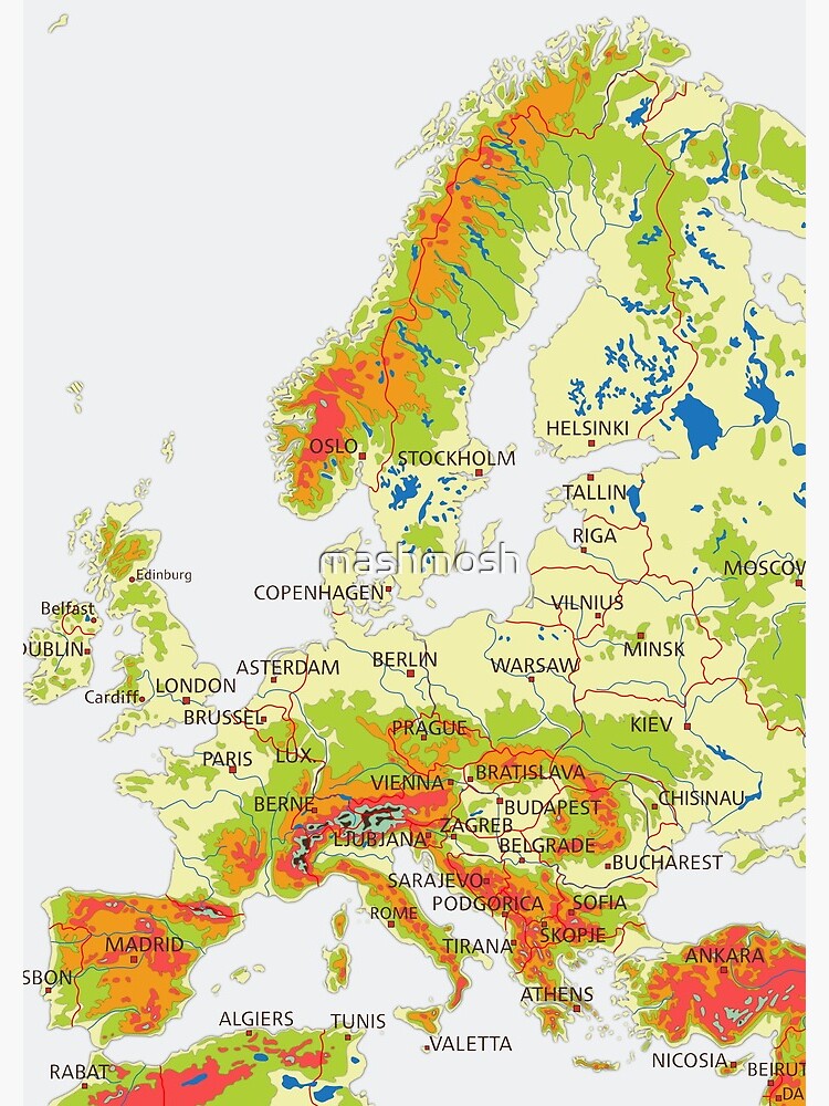 Carte Physique De L'europe Avec Les Capitales