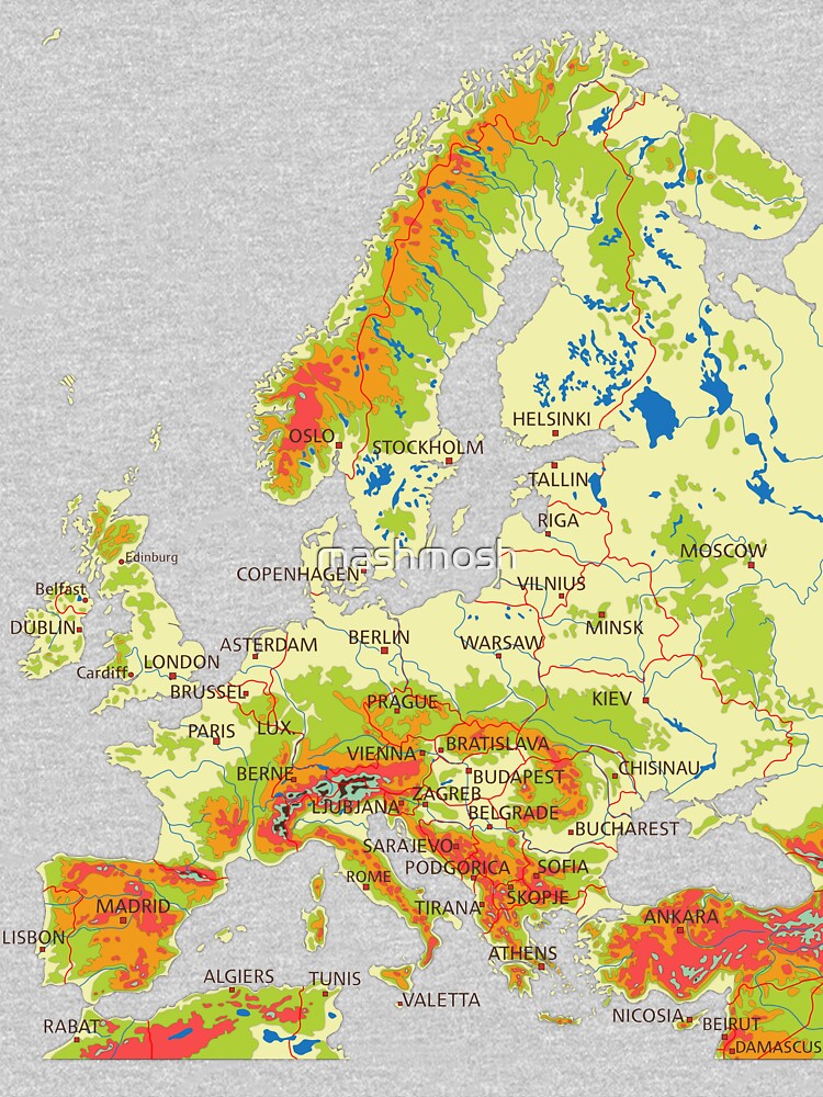 Detailed Physical Map Of Europe Topographic Map Of Europe With Country