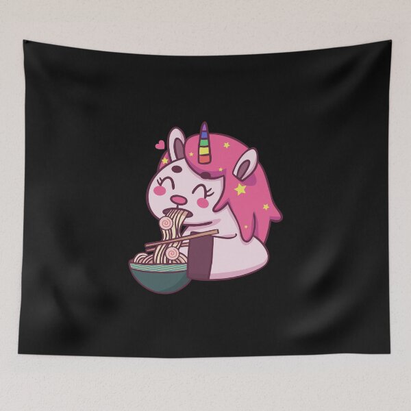 Item preview, Cute Unicorn Eating Ramen Noodle Soup designed and sold by Tabinchu.