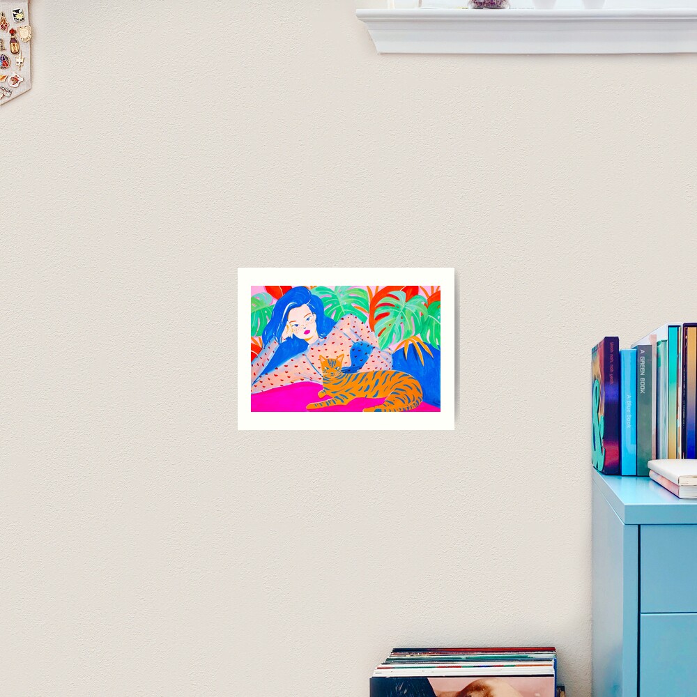 Relaxing with Cat Art Print