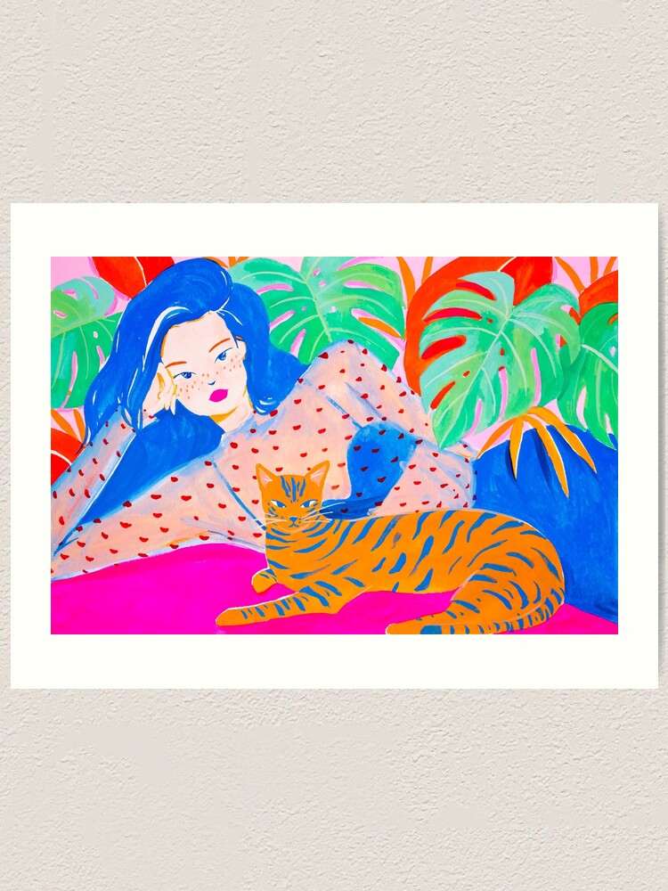 Alternate view of Relaxing with Cat Art Print