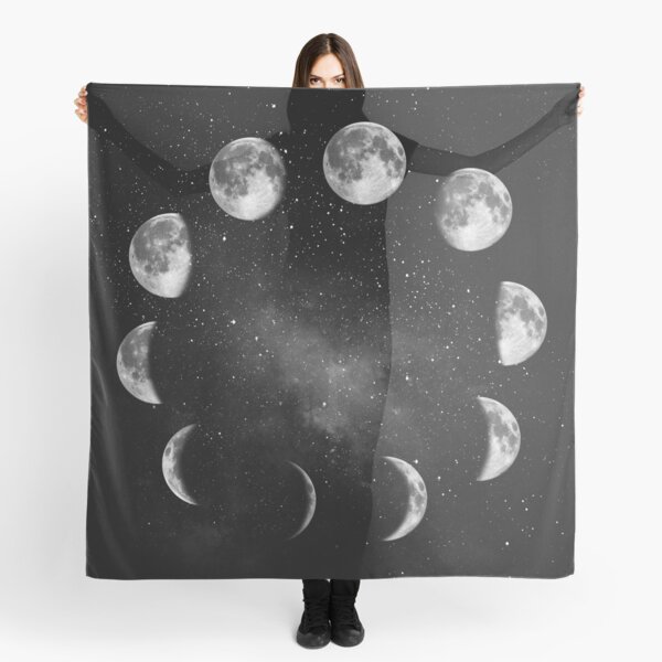 Moon Phase in Black and White Scarf