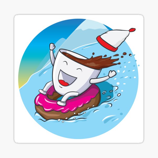 a cup of coffee in the mountains Sticker