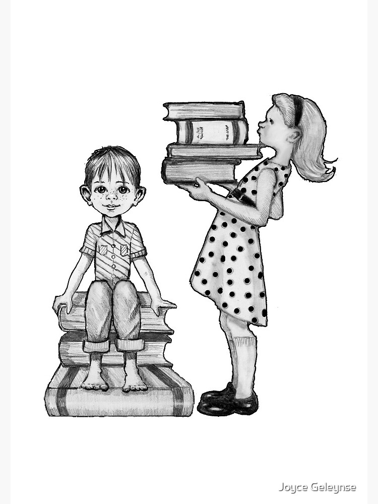 Books and KIDS, Girl and Boy with Big Books, Pencil Art, Encourage Reading  Spiral Notebook for Sale by Joyce Geleynse