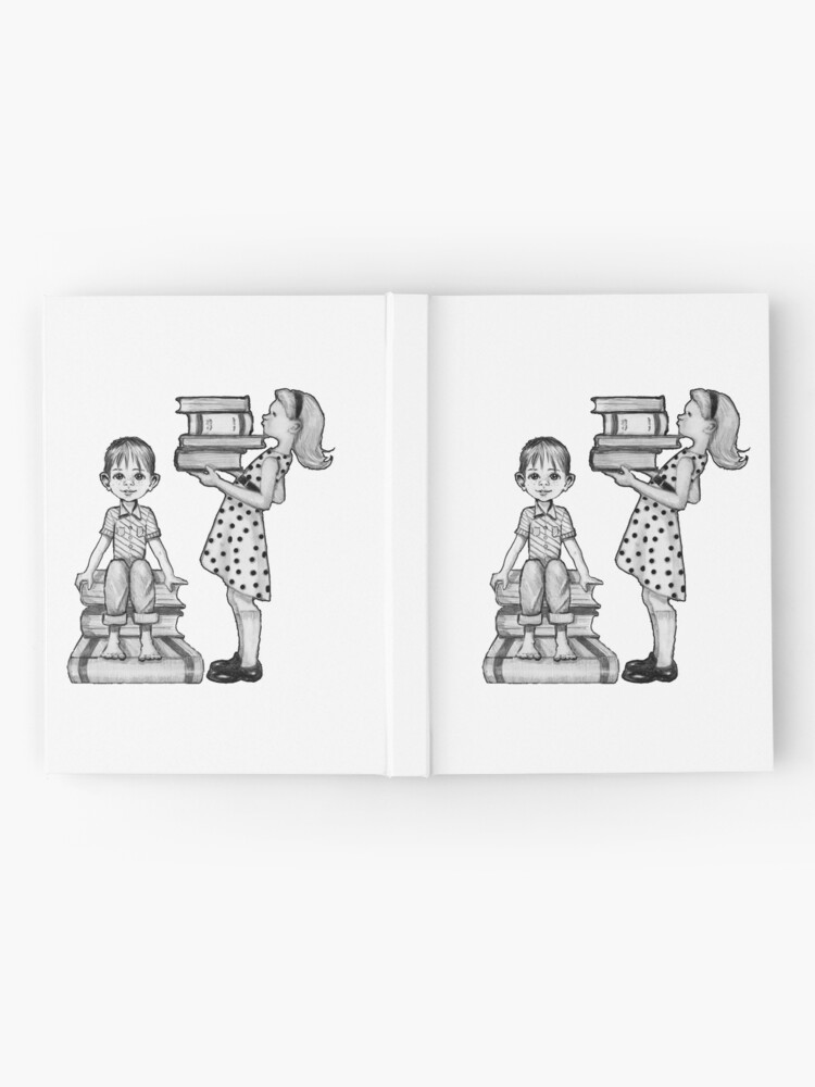 Books and KIDS, Girl and Boy with Big Books, Pencil Art, Encourage Reading  Spiral Notebook for Sale by Joyce Geleynse