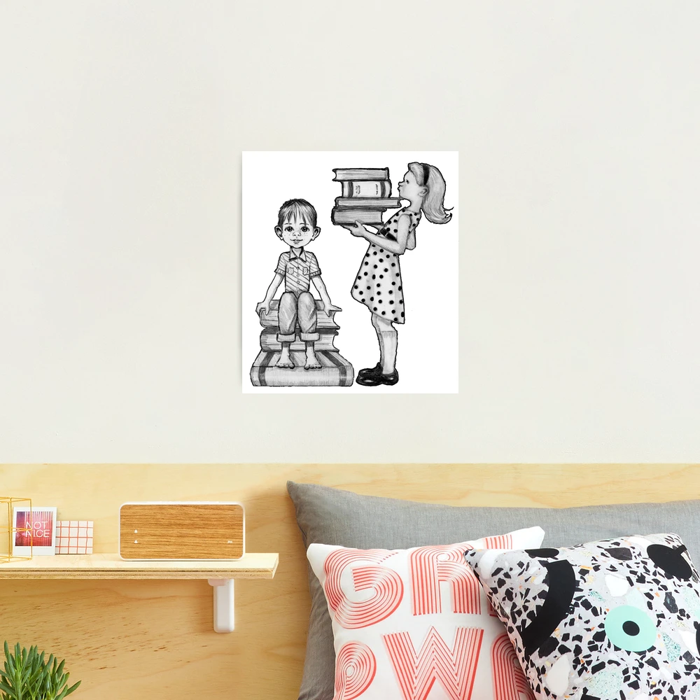 Books and KIDS, Girl and Boy with Big Books, Pencil Art, Encourage Reading  Spiral Notebook for Sale by Joyce Geleynse