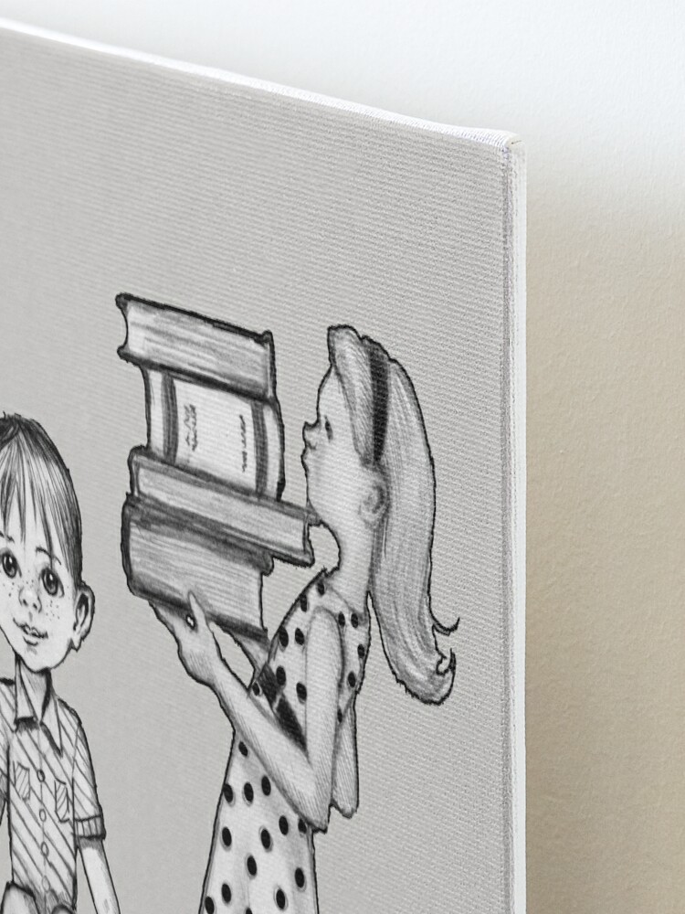 Cute Little Girl Standing on Stack of Books Pencil Drawing Art Print for  Sale by Joyce Geleynse