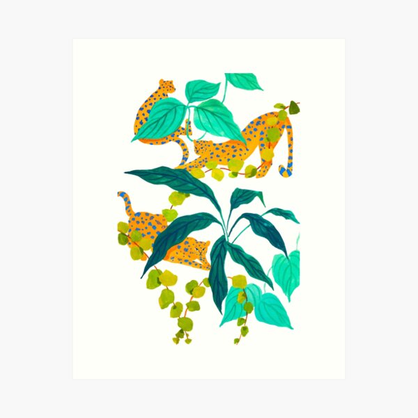 Leopards Playing among Plants Art Print