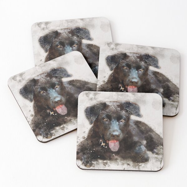 Item preview, Black German Shepherd puppy dog watercolour portrait designed and sold by Gerald Waters.