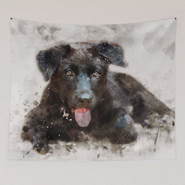Item preview, Black German Shepherd puppy dog watercolour portrait designed and sold by Gerald Waters.