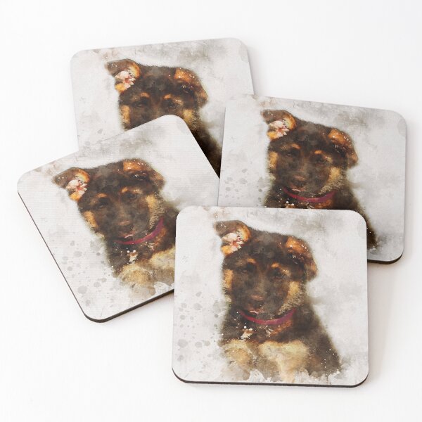 Item preview, German Shepherd puppy dog watercolour portrait designed and sold by Gerald Waters.