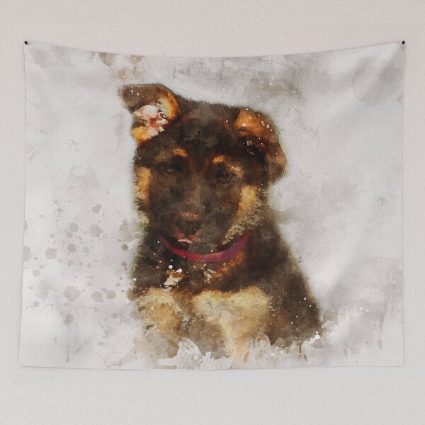 Item preview, German Shepherd puppy dog watercolour portrait designed and sold by Gerald Waters.