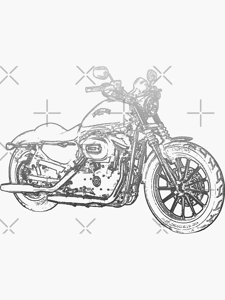 XL883N pencil silhouette motorcycle cruiser bobber chopper Sticker by  logotechdesign