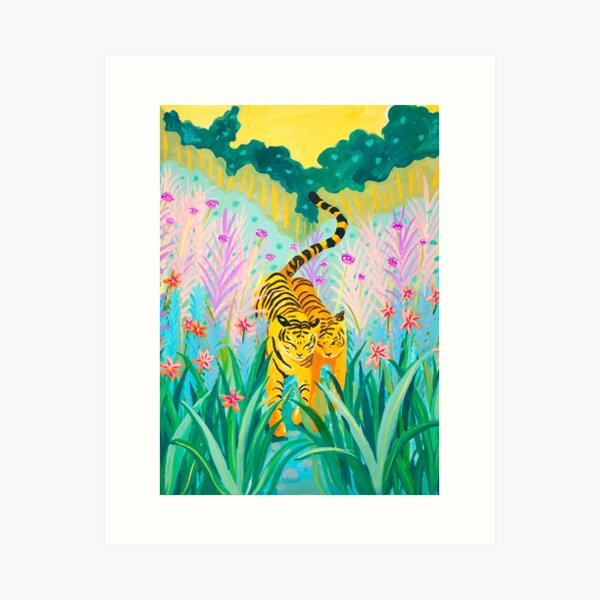 Tigers in Garden Art Print