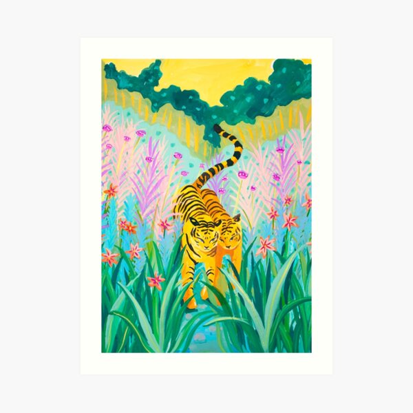 Tigers in Garden Art Print