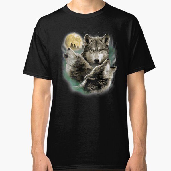 Three Wolves Howling in Moonlight Classic T-Shirt