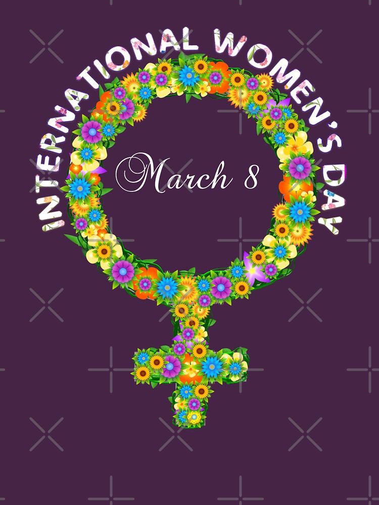 &quot;Purple International Womens Day Floral Women Symbol&quot; T