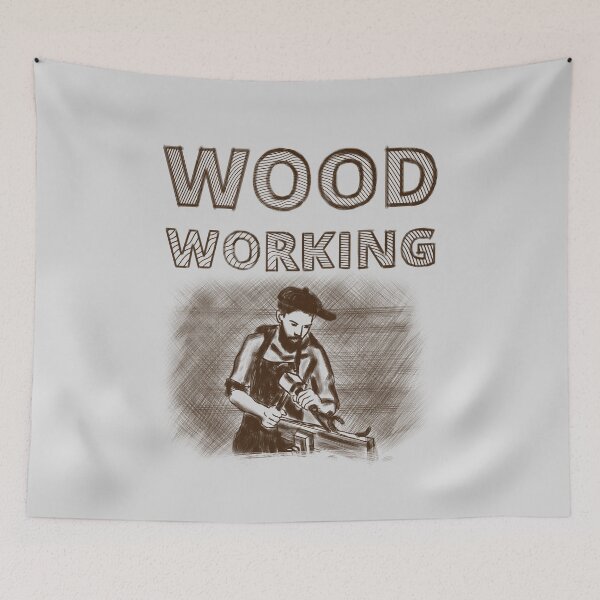 Item preview, WOOD working text with sketch of a carpenter (for light) designed and sold by tuzlay.