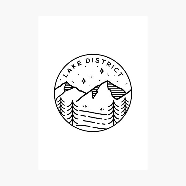 Lake District National Park, Cumbria Emblem - White Photographic Print