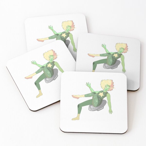Green Gemstone Girl Coasters (Set of 4)