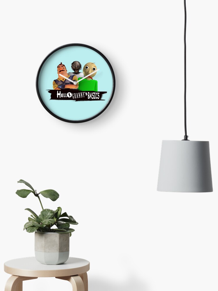 Hello Granny S Basics Blue Hello Neighbor Baldis Basics And Granny Horror Game Clock By Bethxvii Redbubble - best codes for roblox granny of 2020 top rated reviewed