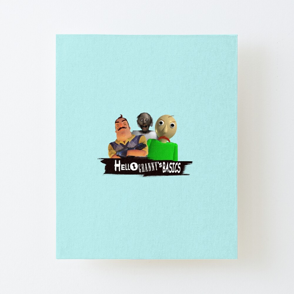 Hello Granny S Basics Blue Hello Neighbor Baldis Basics And Granny Horror Game Mounted Print By Bethxvii Redbubble - baldis basics in grannys house roblox