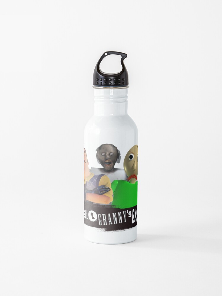 Hello Granny S Basics Blue Hello Neighbor Baldis Basics And Granny Horror Game Water Bottle By Bethxvii Redbubble - roblox baldis basics game how to find cheree