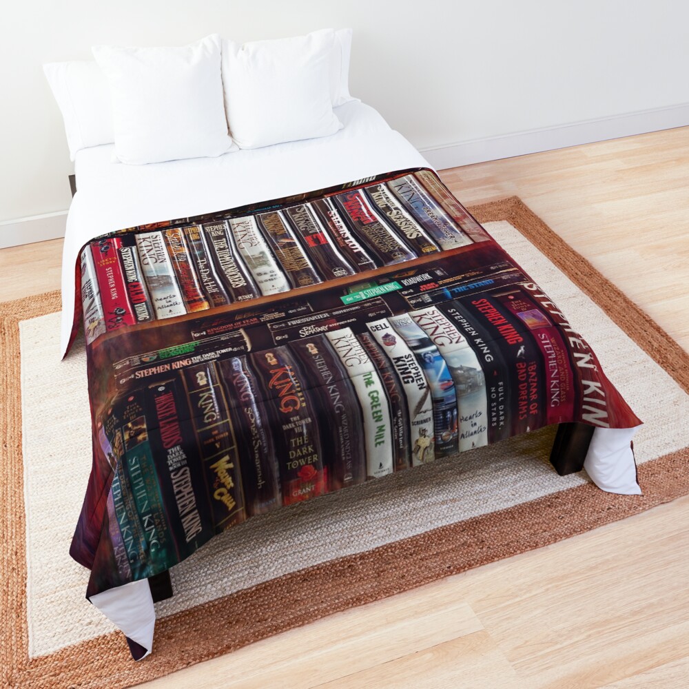 Stephen King Books on Shelves Comforter