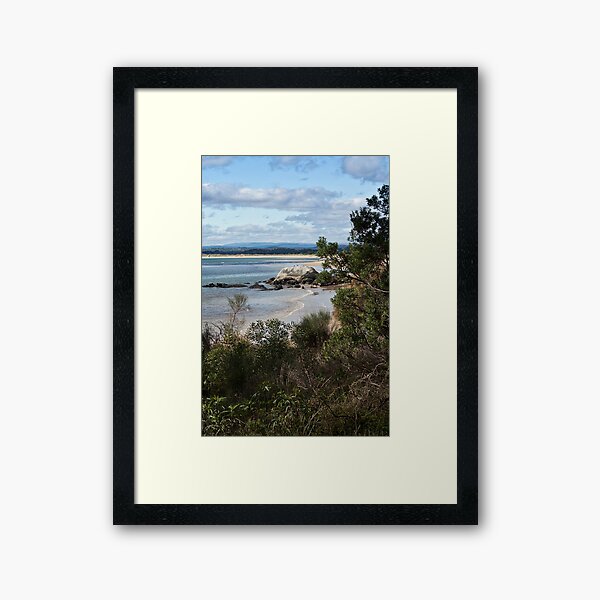Bridport Beach through the scrub Framed Art Print